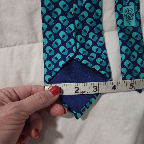 Gucci Mens Silk Tie Navy/teal Vivid Colors Italy - Picture 7 of 8